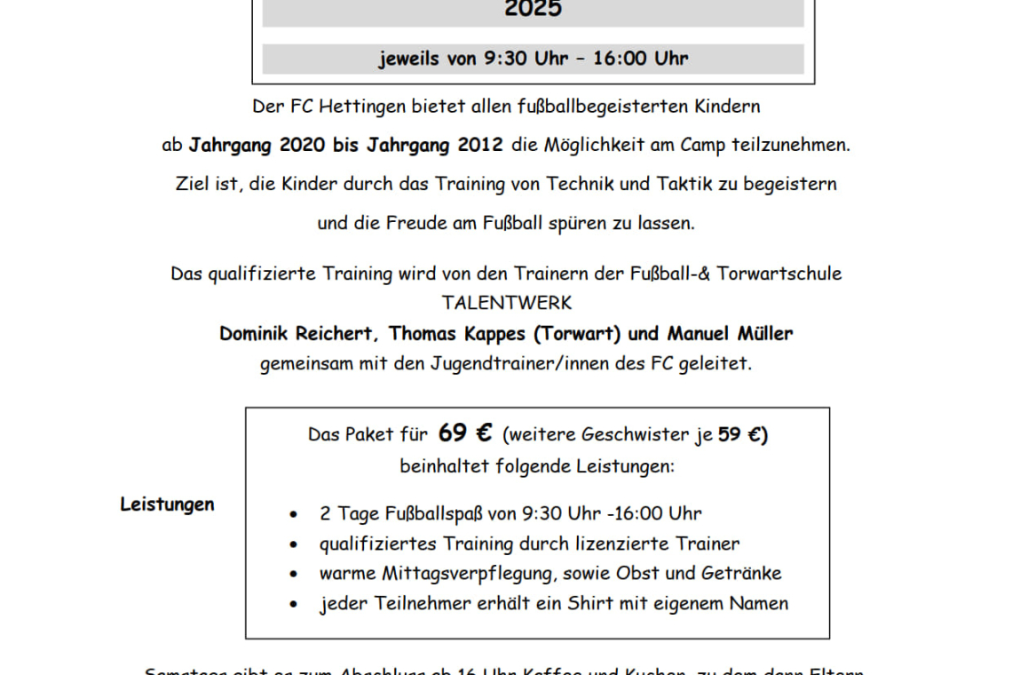 Hettemer Fussballcamp 2025